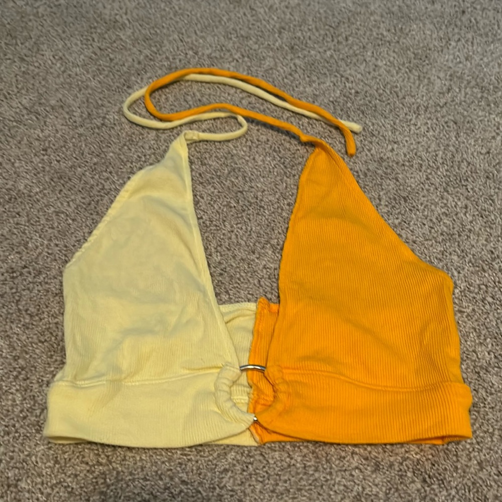 Pacsun ribbed yellow and orange top (size xs)